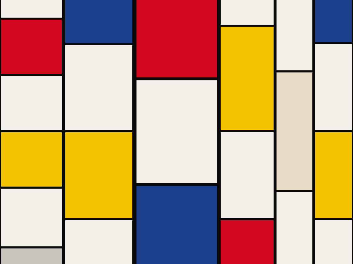 After Piet Mondrian - interactive generative art composition by Hristo Yordanov using primary colours red yellow blue