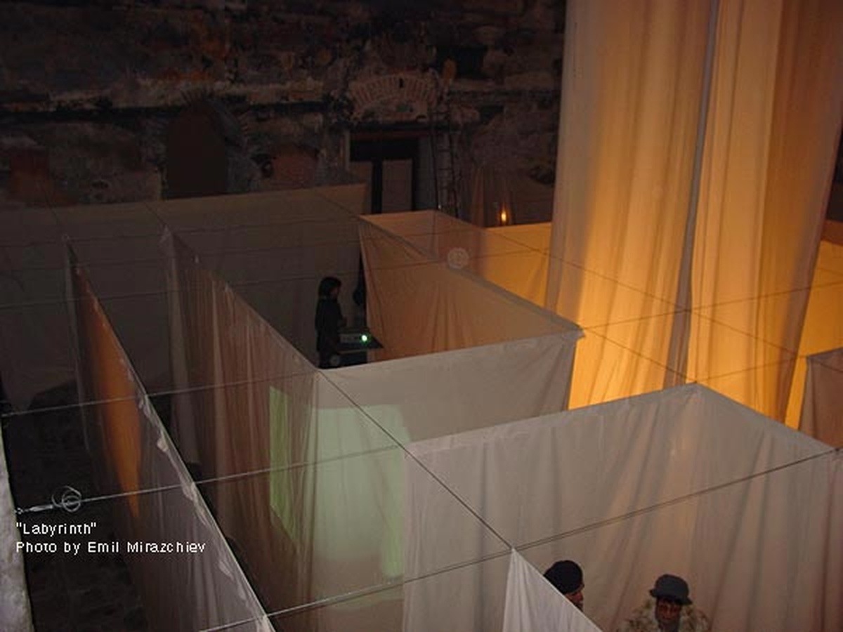 Labyrinth Installation Central Tower Light Projection 2005